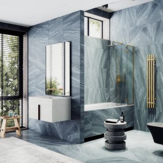 Шторка на ванну MaybahGlass MGV-661-3 69см золото